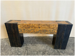 F3 CLARIDY CONSOLE 72" ANTIQUE BLACK BASE/ NATURAL TOP