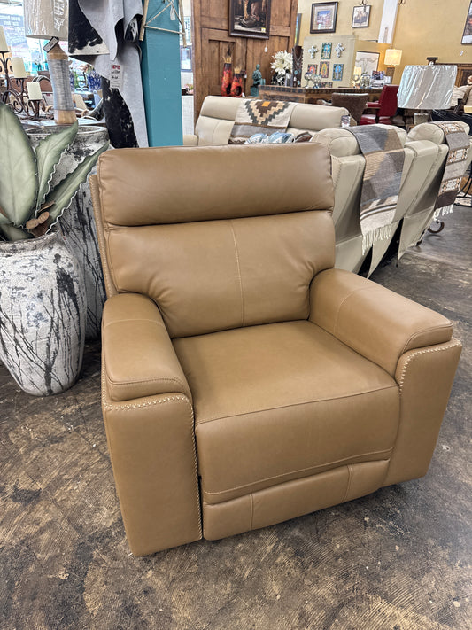 Bryan Italia Leather Recliner Tan Color
