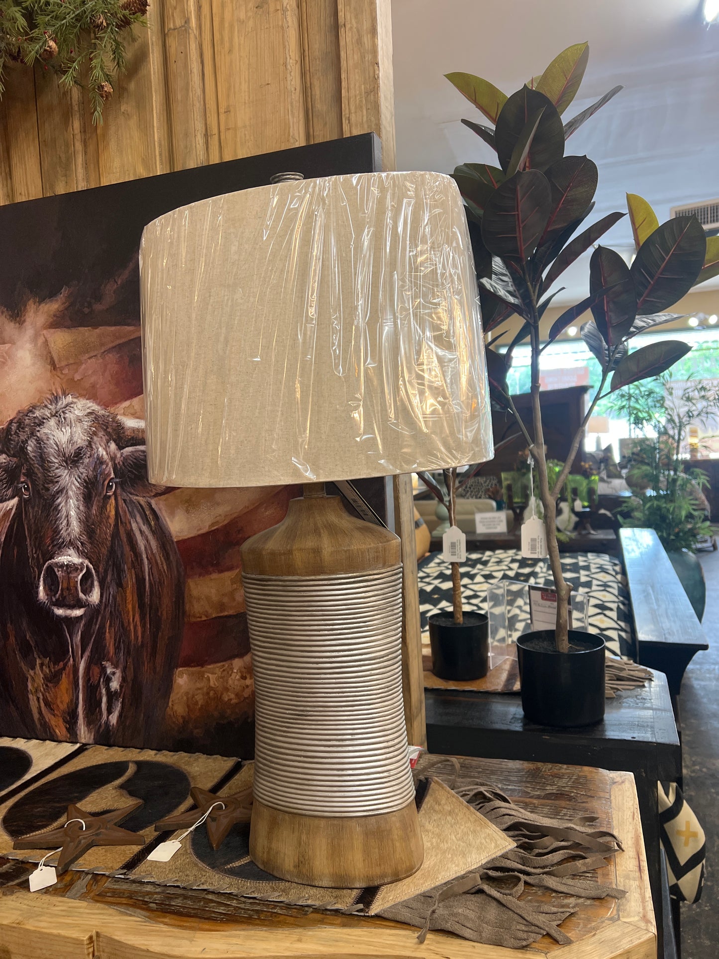 Light Brown and Gray Table Lamp