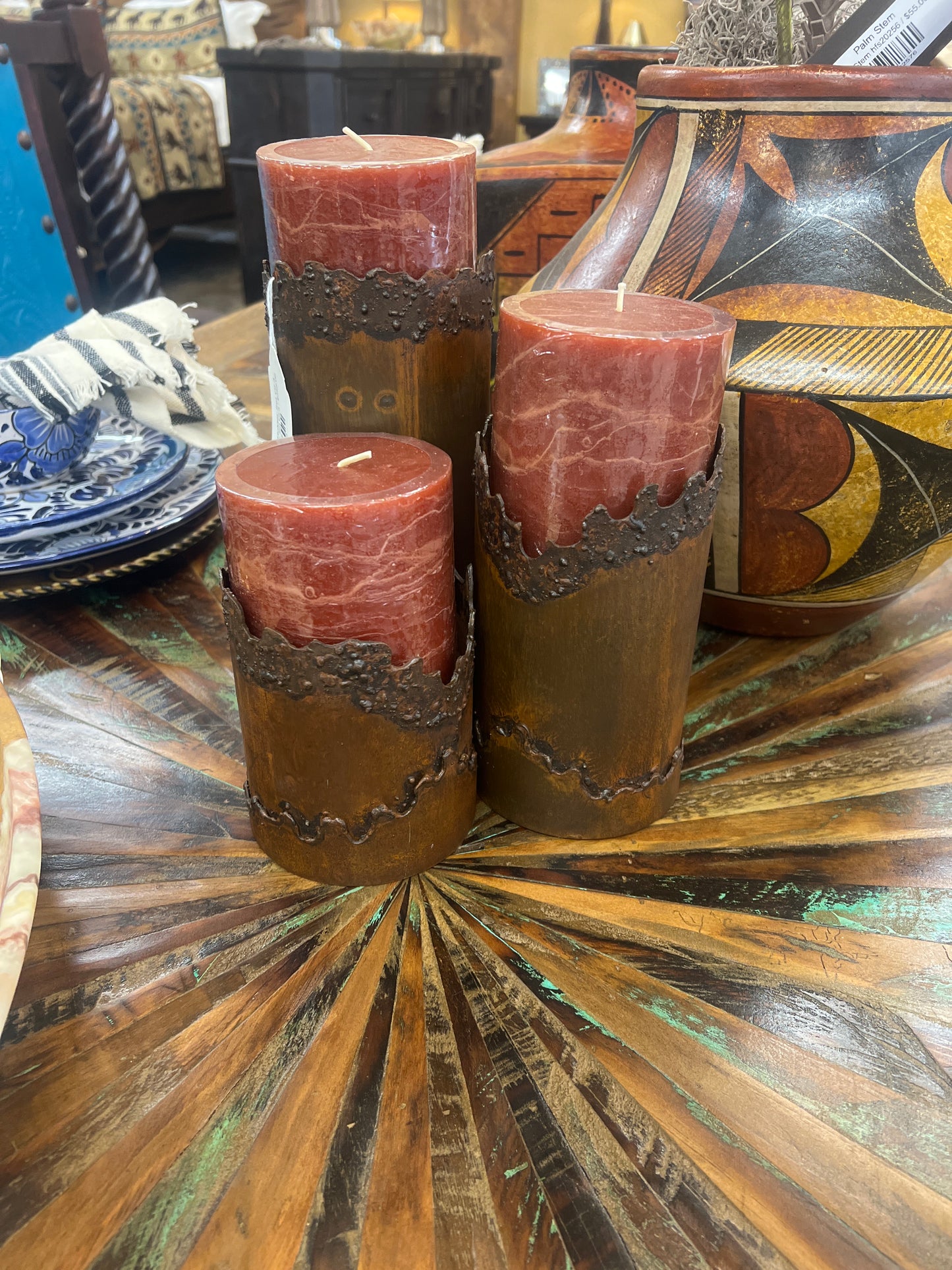 Burnt Candle Holder Set Of 3