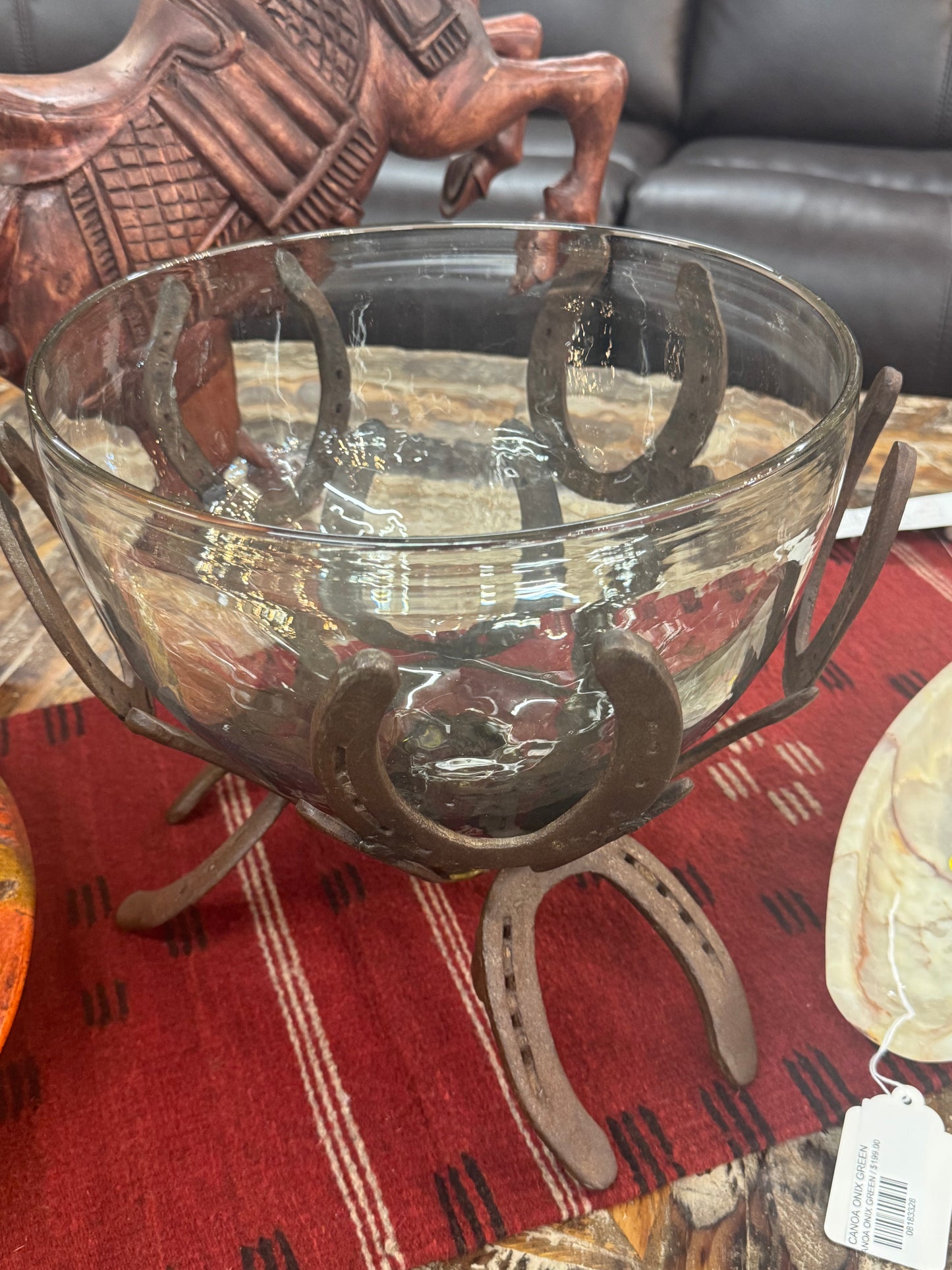 Glass Bowl w/ Horse Shoe Base