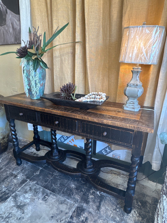 F4 Sofa Table Twist Legs 3 Dwr.W65” D20” H38”