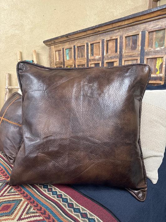 HE Brown Faux Leather Euro Sham