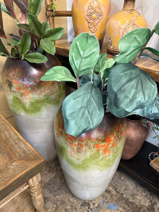 F6 LG Pot Vase Green/Brown