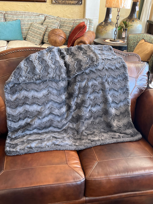 KC Small Dark Gray Fur Throw Blanket
