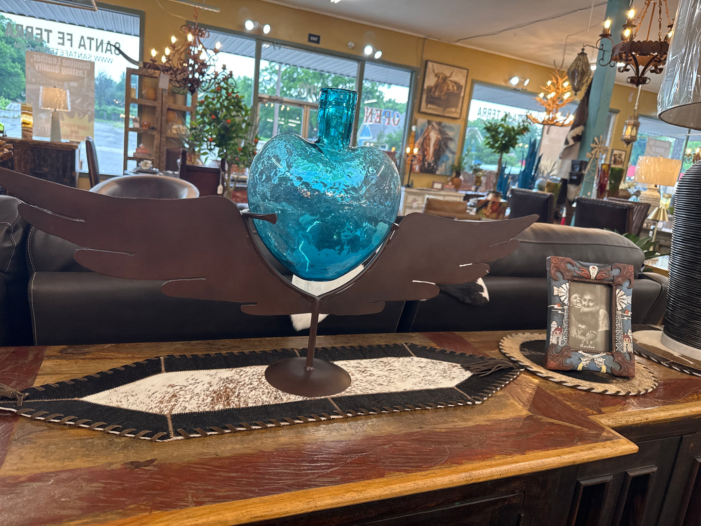 Angel Wings W/ Turquoise Heart Vase
