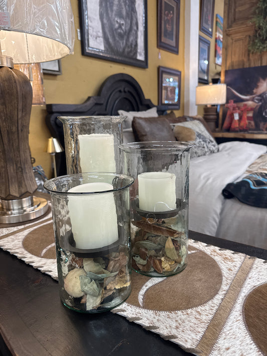 KL CV 1020MINI GLASS CANDLE CYLINDERS W RUSTIC INSERT - LGE