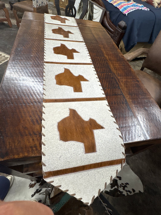 Table Runner Model 1 - Texas Map (All Panels Same Direction), Laced Border, Size 1'X6'  00054750