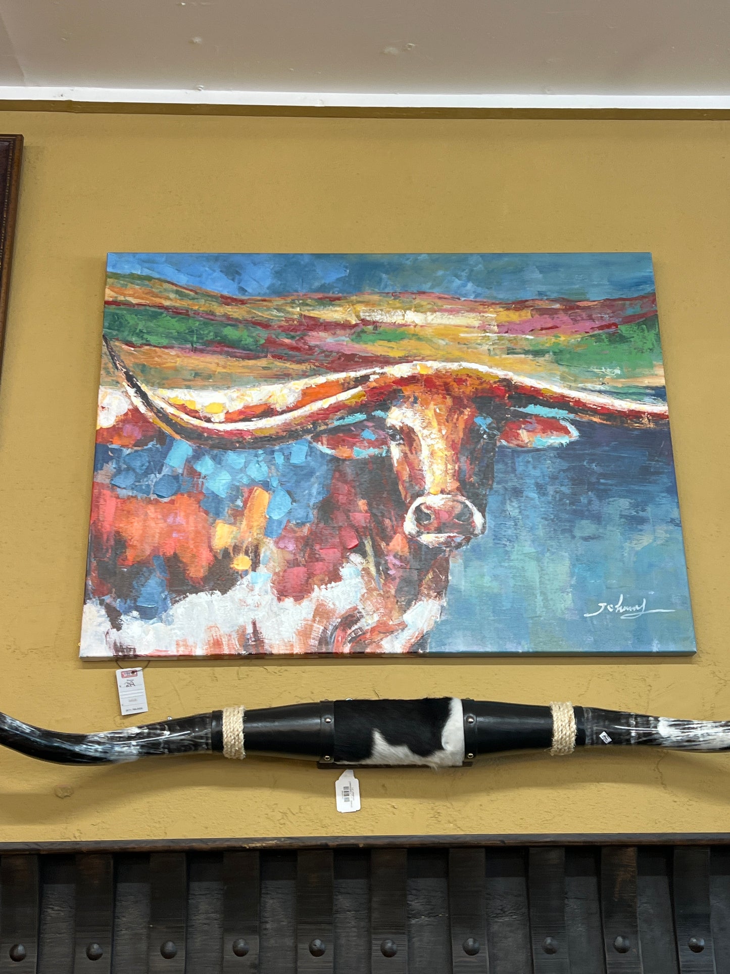 RA Colorful Longhorn Canvas RA0120