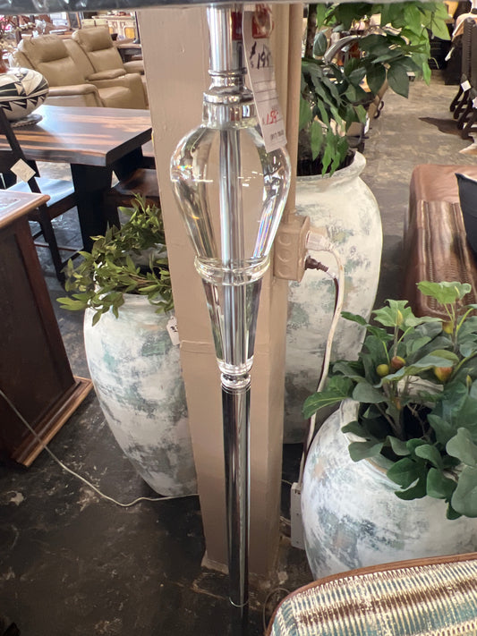 Crestview Floor Lamp Silver Stand Beige Shade