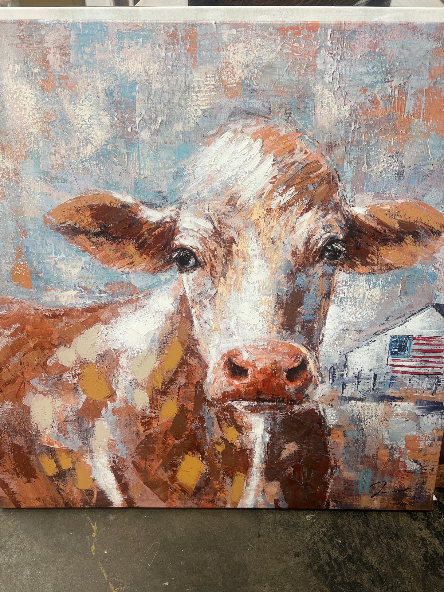 RA Cow w/ Flag Barn RA0410