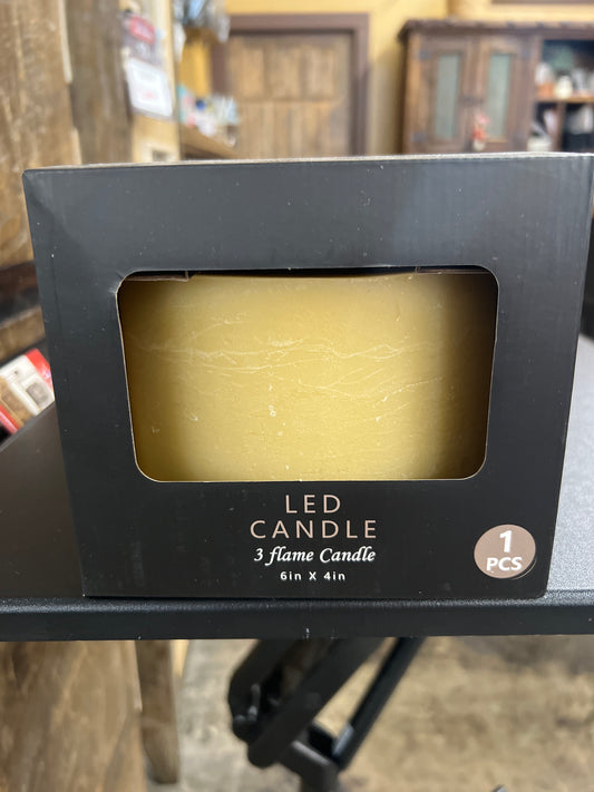 Bidk Small 3 Wick LED Candle 6 x 4
