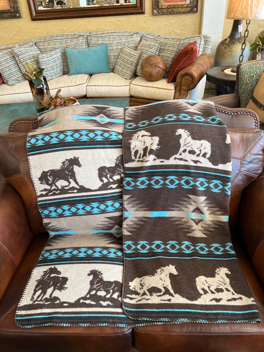 RS Brown Mustang Throw Blanket