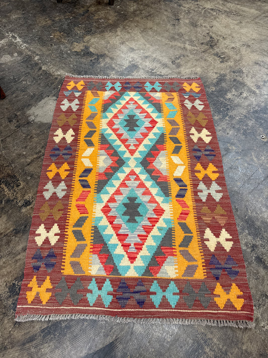 Kilim Hand Knotted Woolen Carpet 4’3”* 3’