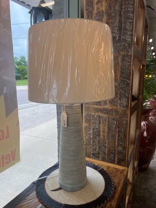 Denim Washed Cone Ribbed Table Lamp