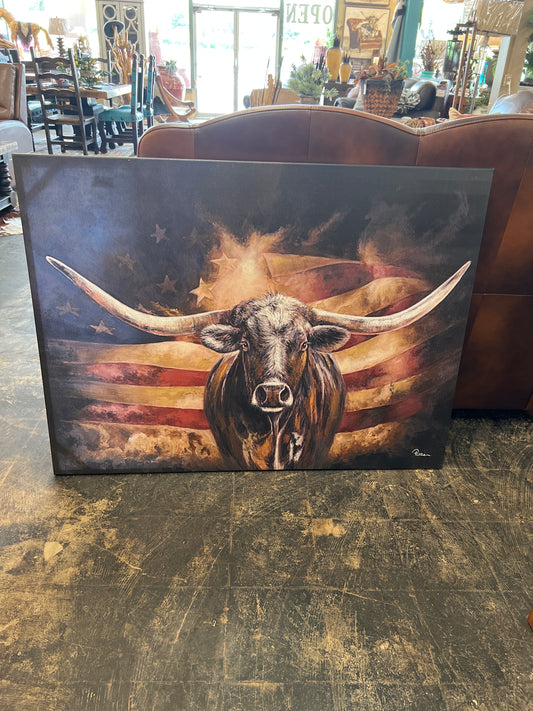 RW Canvas Cow w Flag 4’*3’
