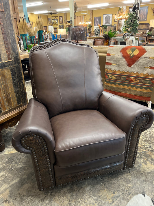 United Leather Manual Recliner ROCKER/Swivel Embossed
