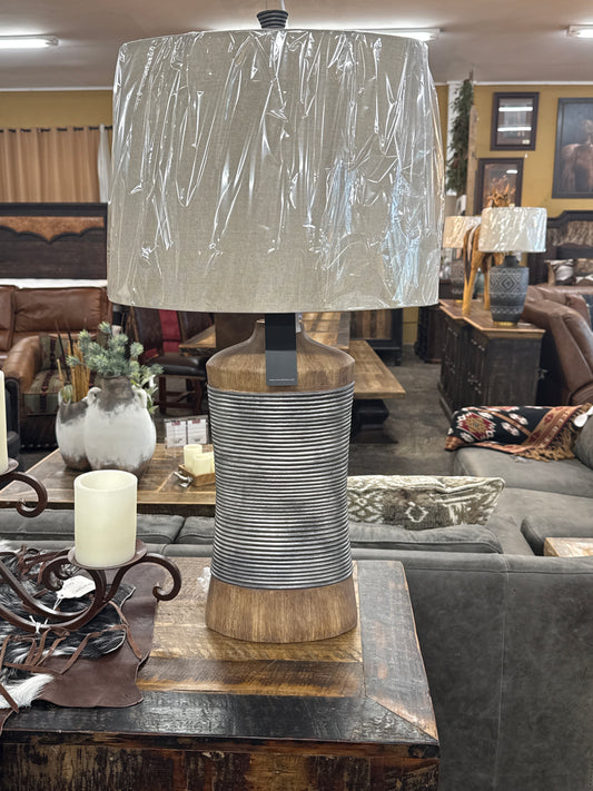 SC Silver and Wood Lamp