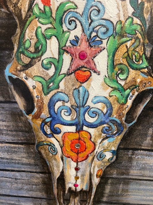 RB Cowskull w/Hat Canvas RA0100