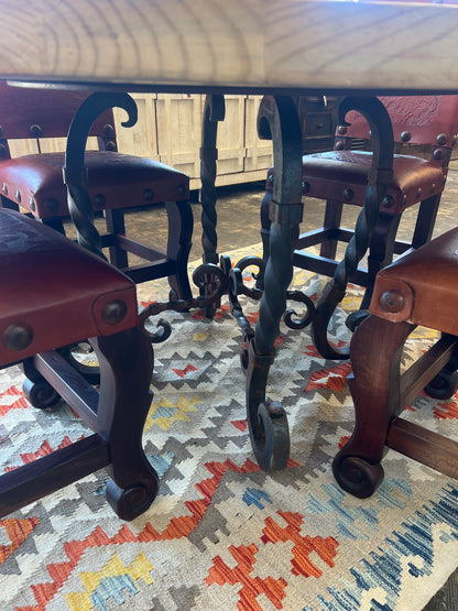 60" Round Dining Table w/ Iron Base