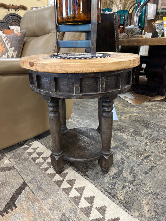 Two-Tone Wood Round End Table