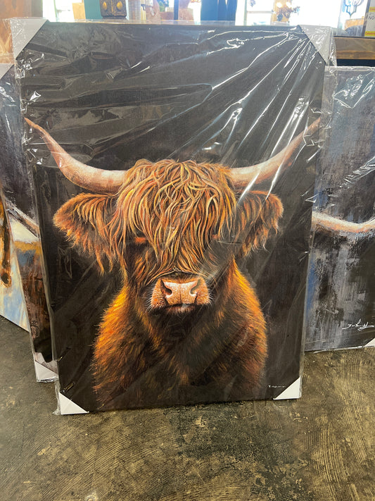 RB Highland Cow Brown Canvas