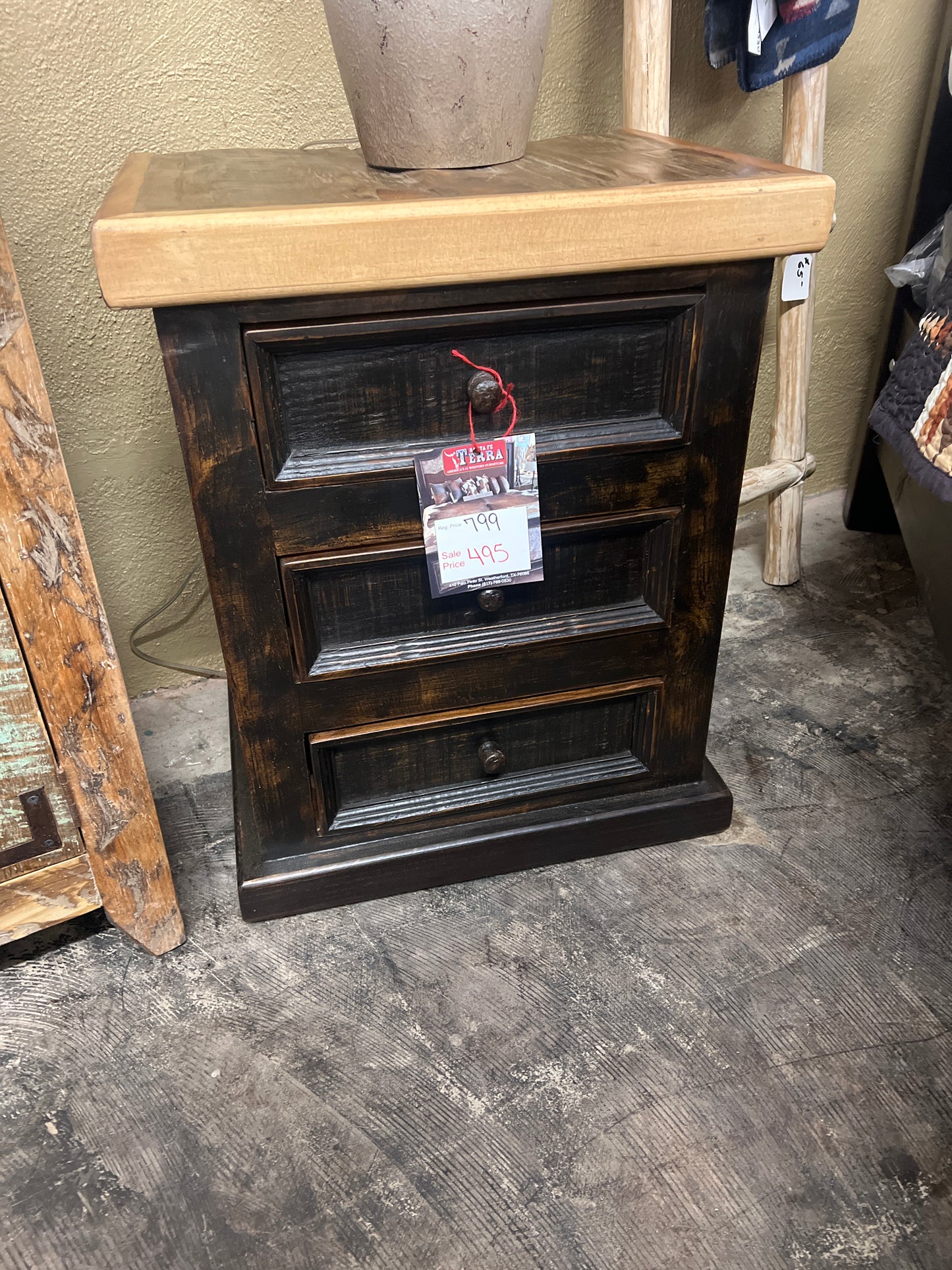 Buros Hacienda Night Stand Black/Natural Top