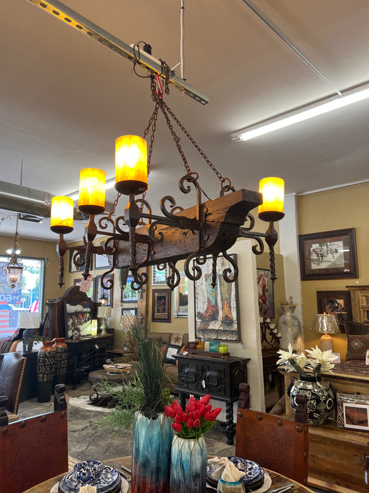 F6 WOOD YUGO CHANDELIER W ONIX