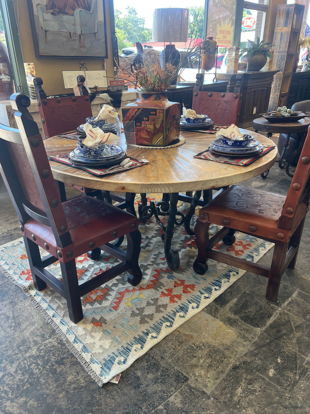 60" Round Dining Table w/ Iron Base