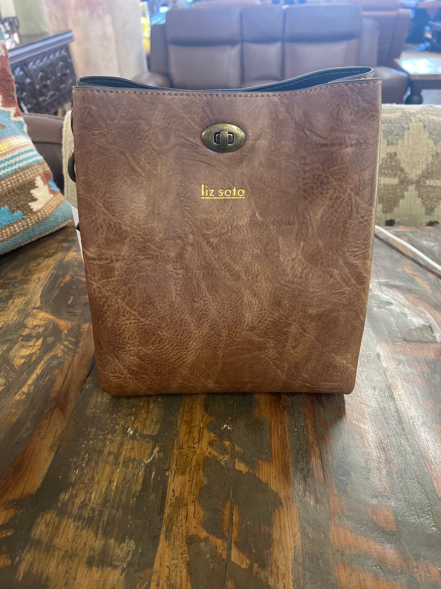 Liz Soto Lola Coffee Bucket Handbag 3316