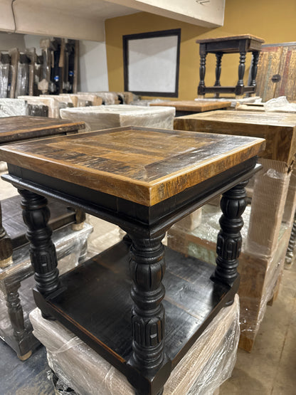 F4 Square End Table Napoleon/Cascade Black w24*D24 H 26