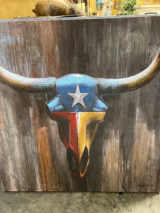 RW TX Flag Cowskull Canvas