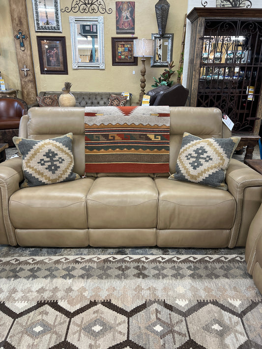 Leather Italia Electric Reclining Tan Leather Sofa