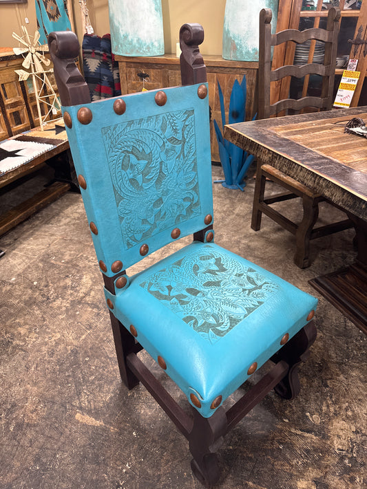 F4 Tooled Chair Turquoise
