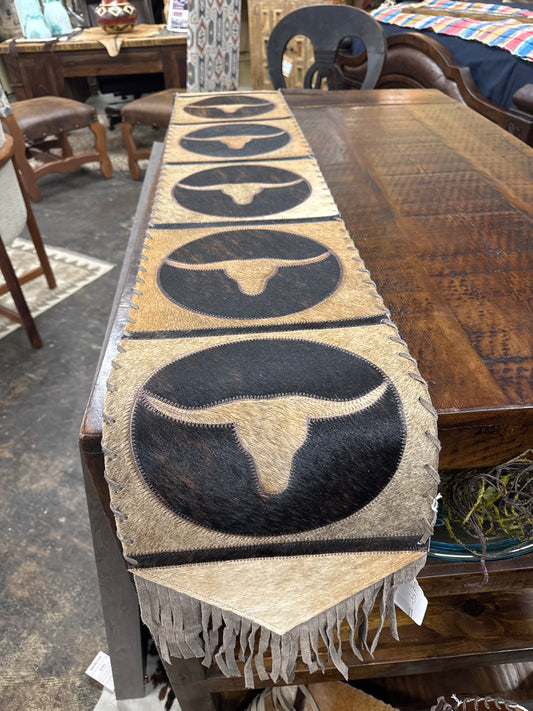 Table Runner Model 1 - Longhorn, with Fringes, Size 1'X6'  00001034