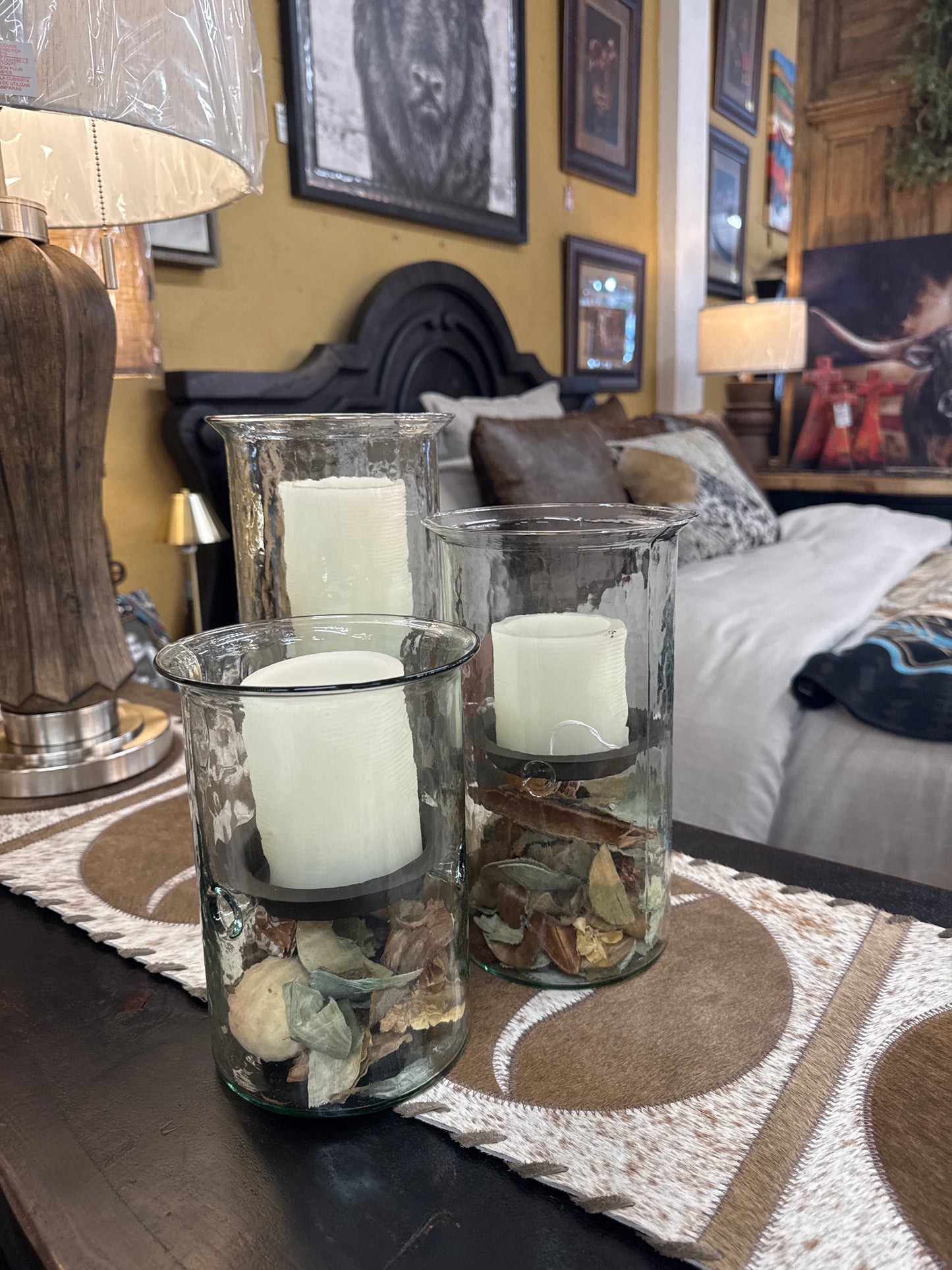 KL CV 1020MINI GLASS CANDLE CYLINDERS W RUSTIC INSERT - LGE