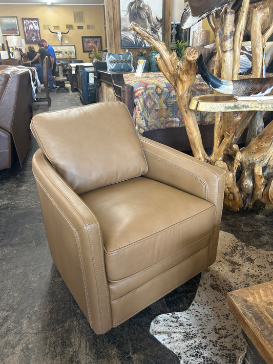 Leather Italia Tan Swivel/Rocker