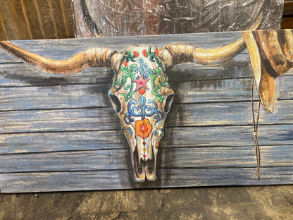 RB Cowskull w/Hat Canvas RA0100