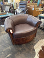 UL Barrel Chair w/ Swivel - Fargo Dark Brown/Venetian Caramel