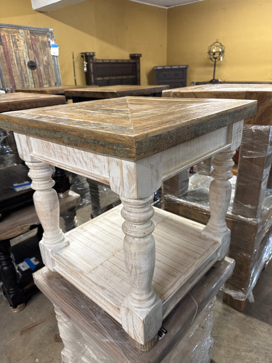 F4 Liliana White Square End Table 24*24*26