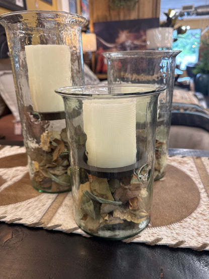 KLCV1022 MINI GLASS CANDLE CYLINDERS W RUSTIC INSERT - SM