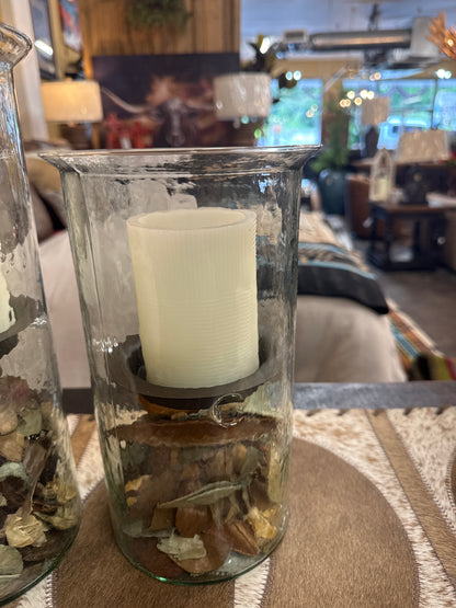 KL MINI GLASS CANDLE CYLINDERS W RUSTIC INSERT - MED