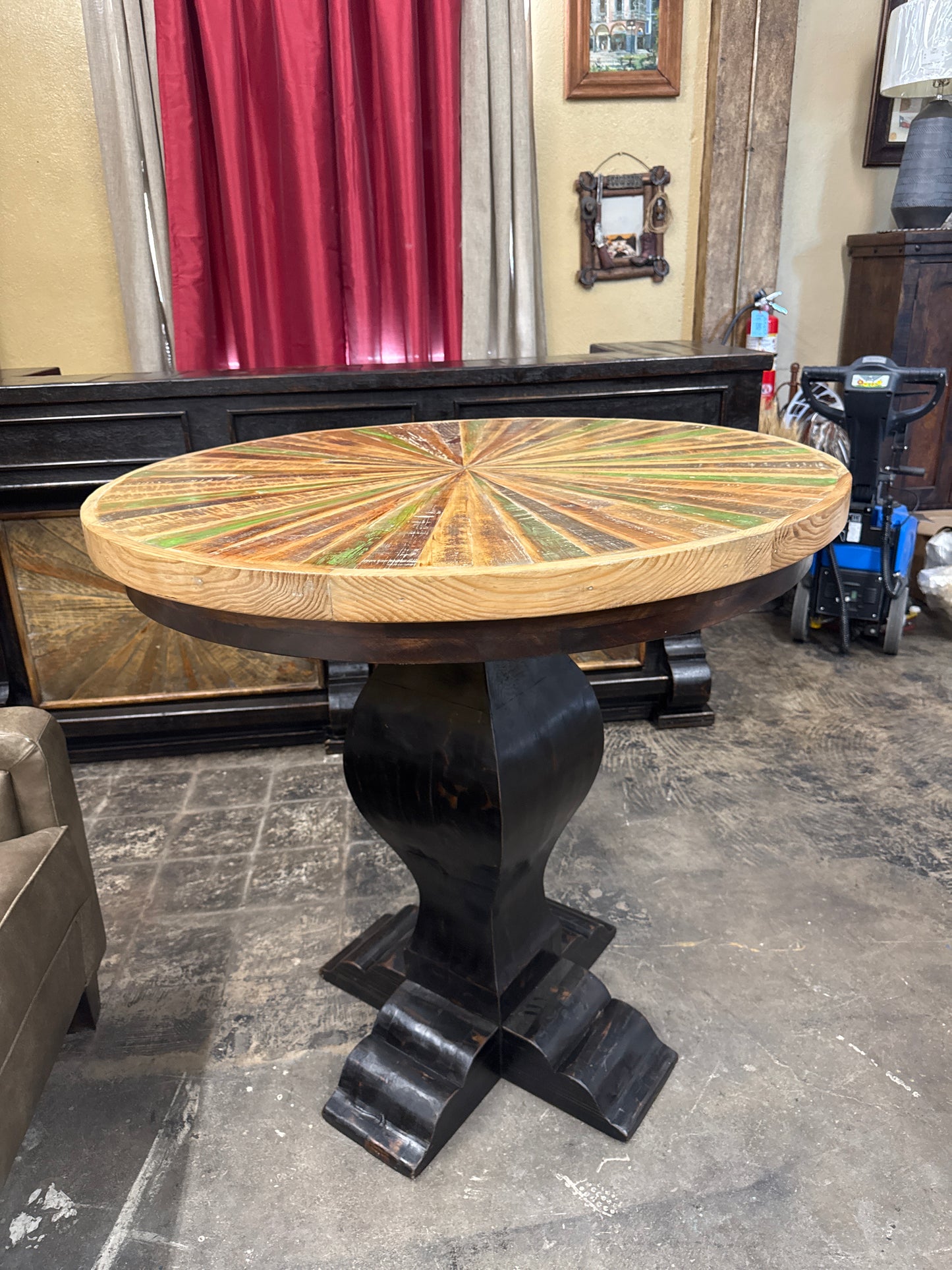 F4 42 INCH BAR TABLE SUNBURST OLD WOOD  BASE