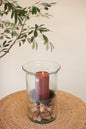 KL MINI GLASS CANDLE CYLINDERS W RUSTIC INSERT -LG 11.5