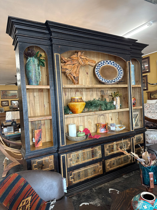 F3 ROOSEVELT WALL UNIT ANTIQUE BLACK / NAT DRAWERS