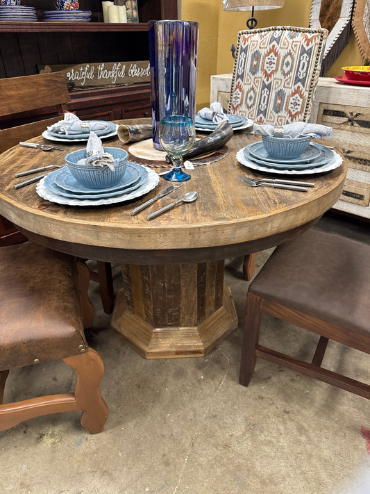 F4 48 inch RD Table with Hexagon pedestal